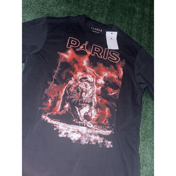 Men's S Nike Jordan PSG Paris Saint Germain Shirt Soccer Black Tiger FV7734-045 - Picture 2 of 7